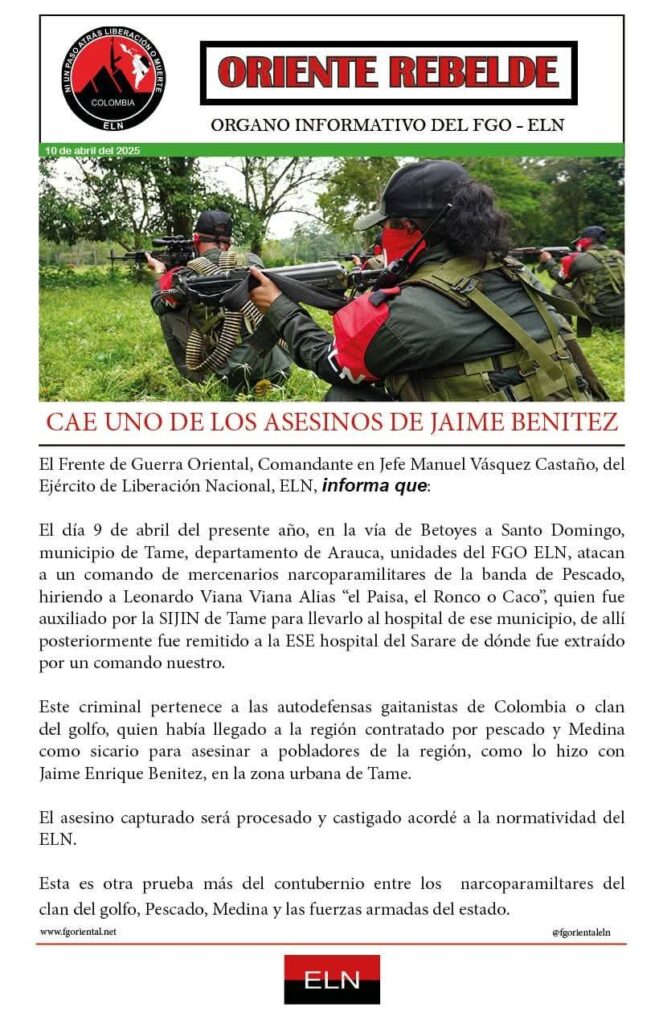1000019341-663x1024 ELN Se atribuyó acción del hospital del sarare.al disidente los responsabilizan del asesinato de líder gremial en TAME