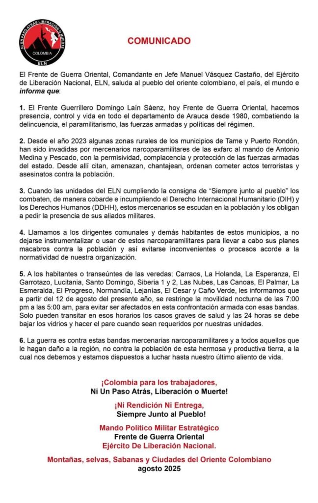 1000076339-648x1024 ELN prohíbe circulación de vehículos y personas en zona rural de TAME